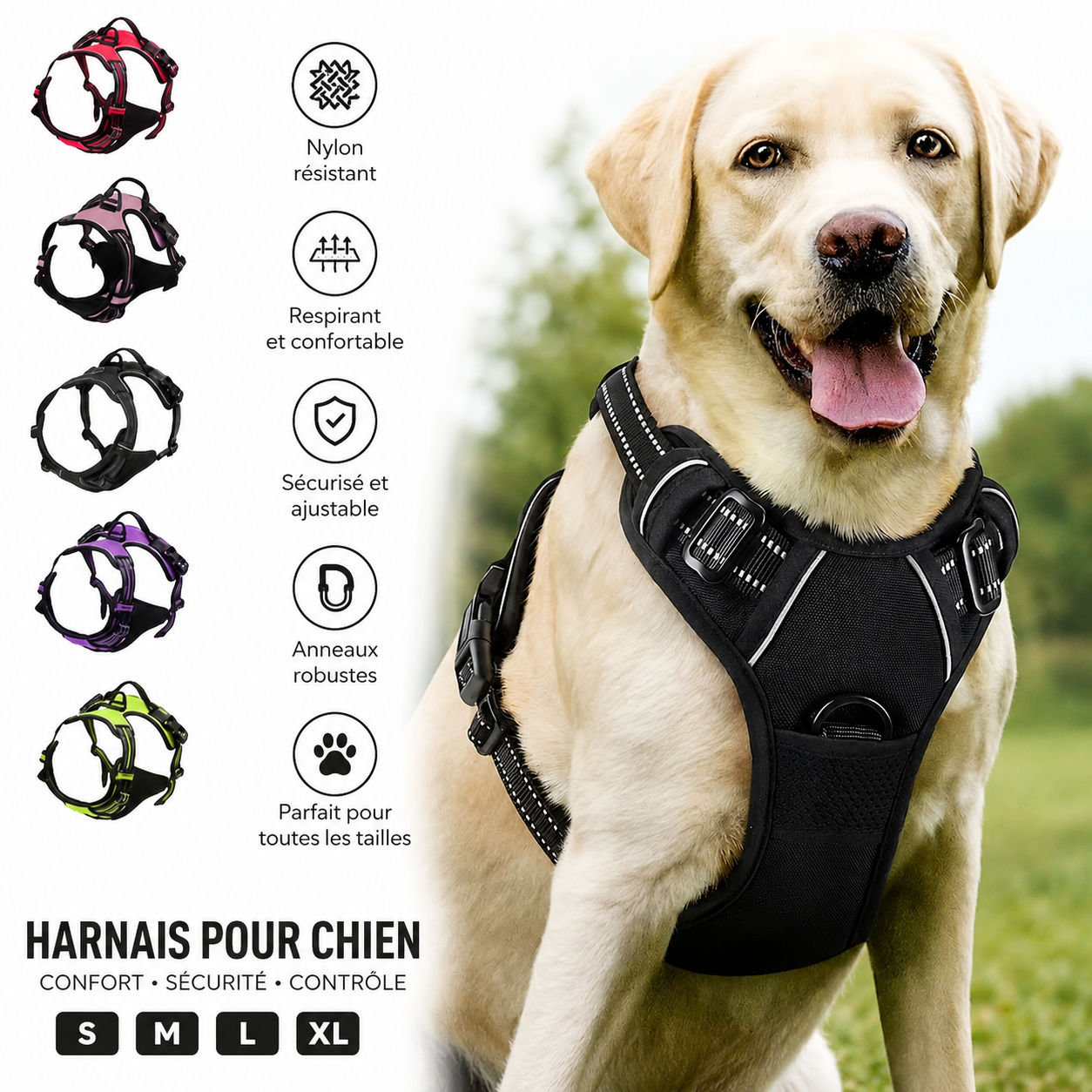 Harnais pour Chien Doux et Respirant en Maille – Grande Taille