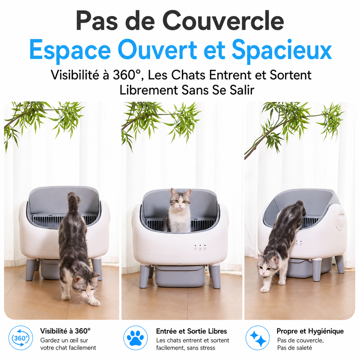 Litière Automatique pour Chat – Grande Capacité avec Nettoyage Automatique et Contrôle des Odeurs