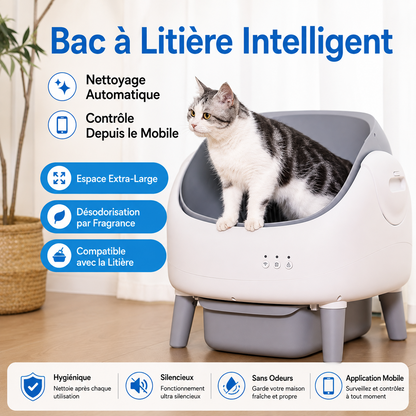 Litière Automatique pour Chat – Grande Capacité avec Nettoyage Automatique et Contrôle des Odeurs